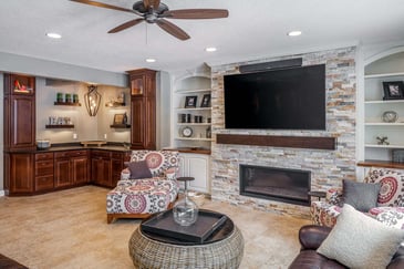 Basement with Luxury Vinyl Tile (LVT) Flooring