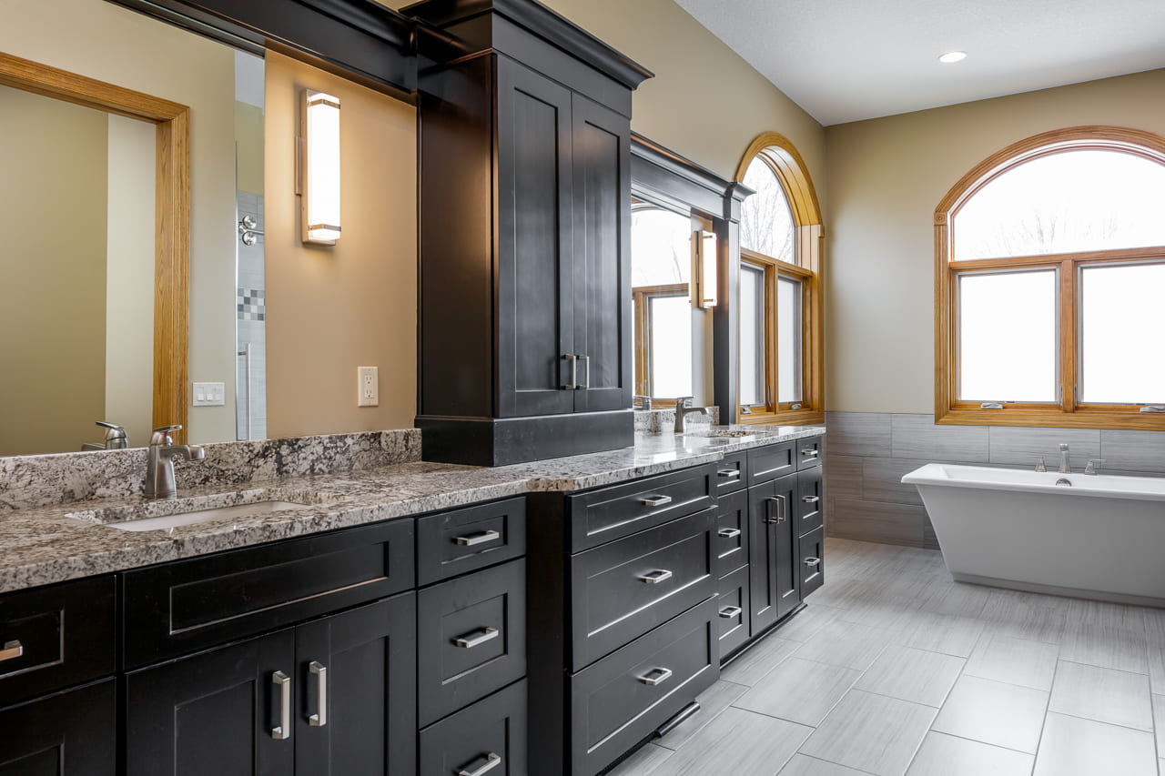 After Black Double-Sink Vanity | Compelling Homes