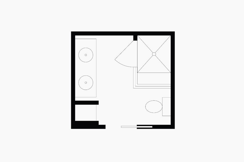 compact modern bathroom layout, perfect for fitting a modern bathroom in tight spaces