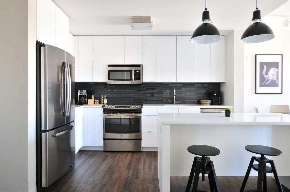 Flush-mounted ceiling light for ambient lighting. 