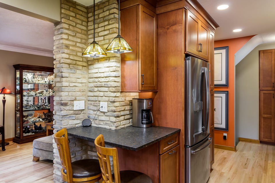 Wooden Cabinets Built Into A Wall In A Kitchen