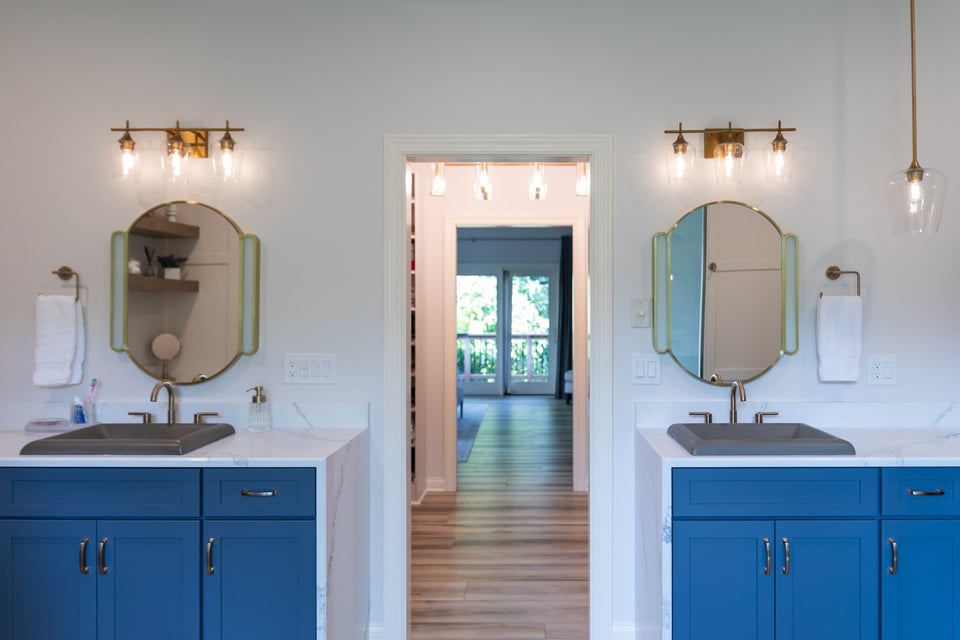 Double Vanity And Sinks In A Des Moines Home Remodeled by Compelling Homes