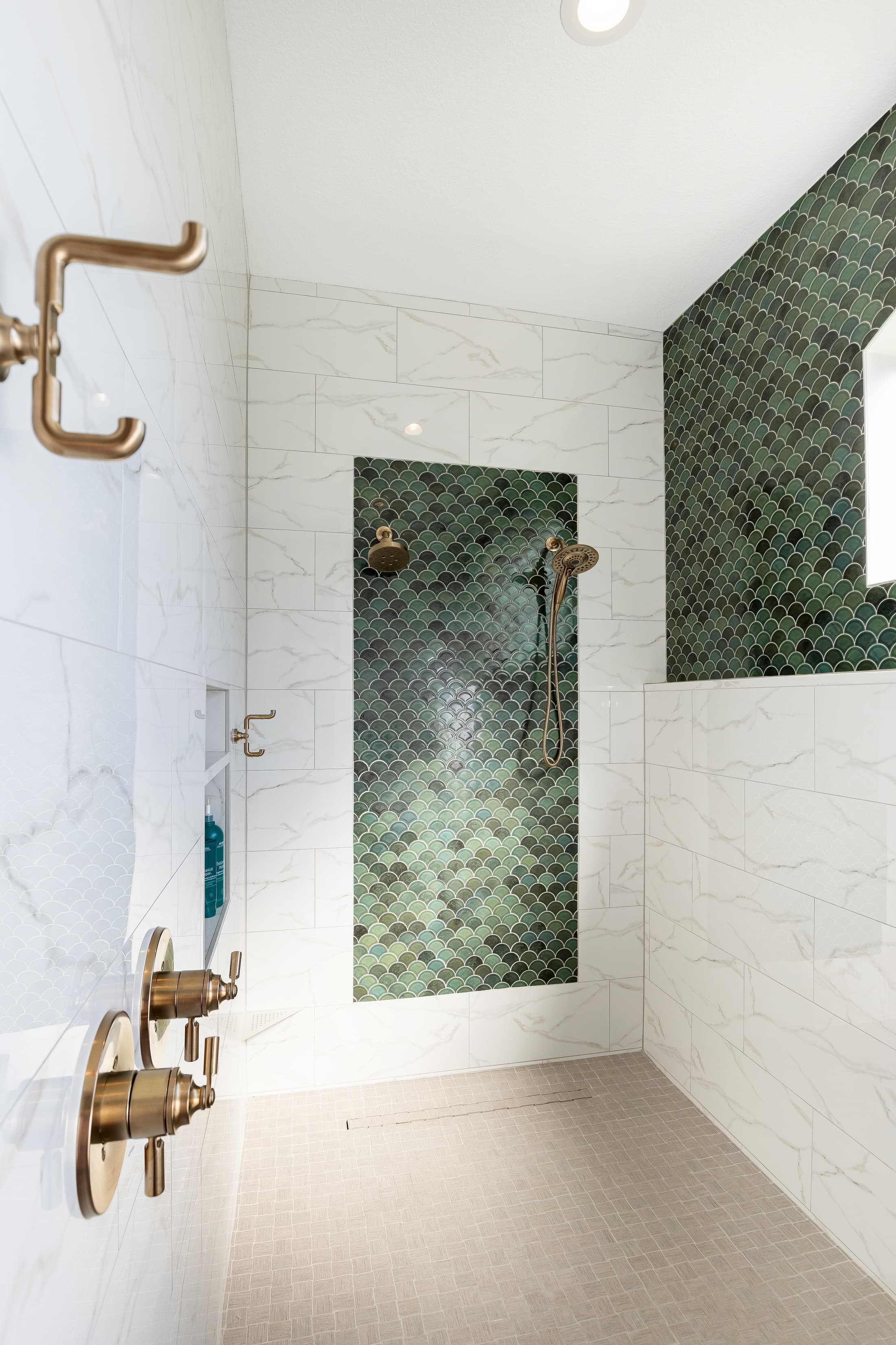 Multi-toned Green Backsplash Tile | Compelling Homes