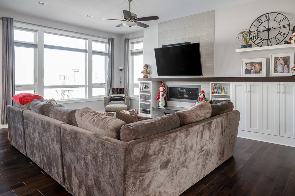 Full View of Living Room with Large Windows  | Compelling Homes