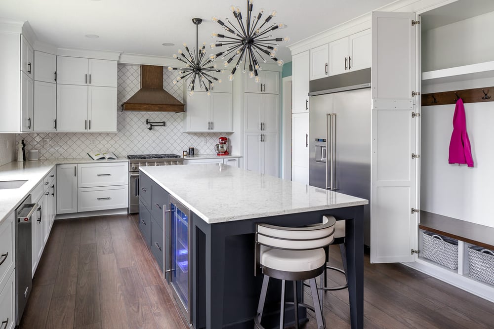 Full View of Kitchen Remodel and Hidden Mudroom