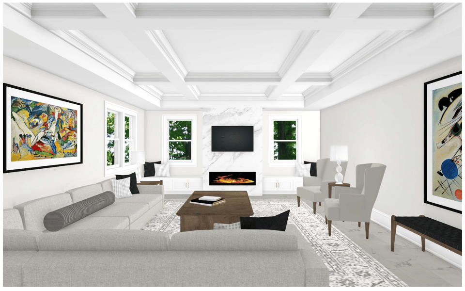 South of Grand Living Room Remodel Design Renderings | Compelling Homes