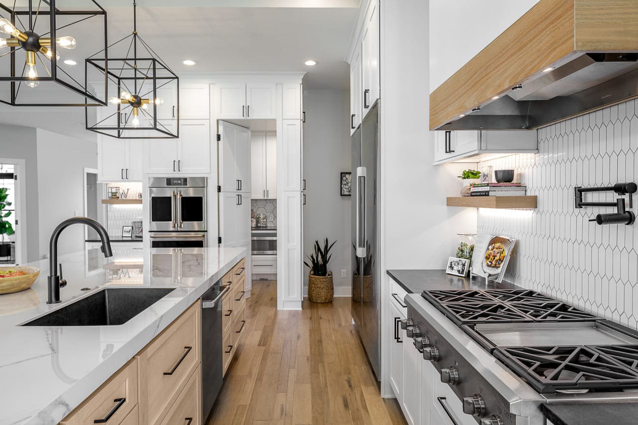 Kitchen View with Hidden Pantry | Compelling Homes