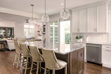 A remodeled kitchen with center island