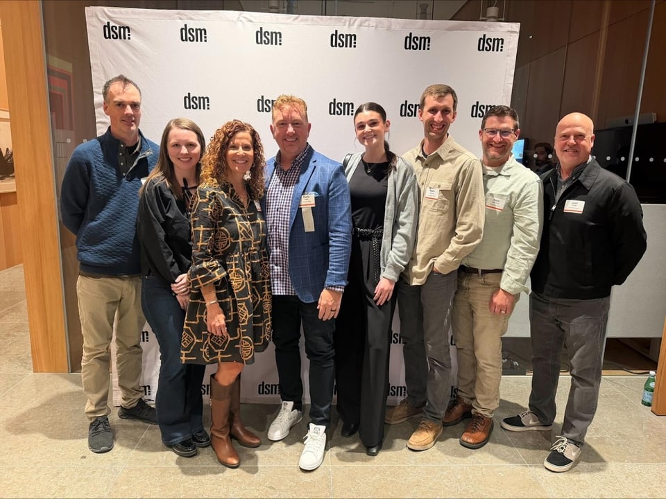 Rusty Green with the Compelling Homes team at dsm award evening