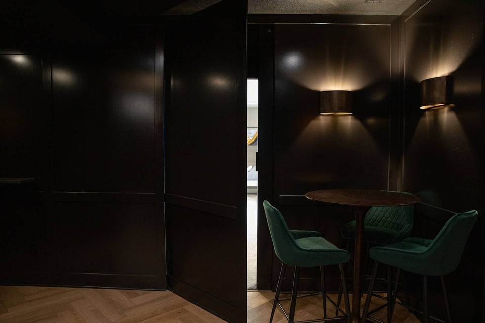 Hidden Door to a Cinema Room in a Basement