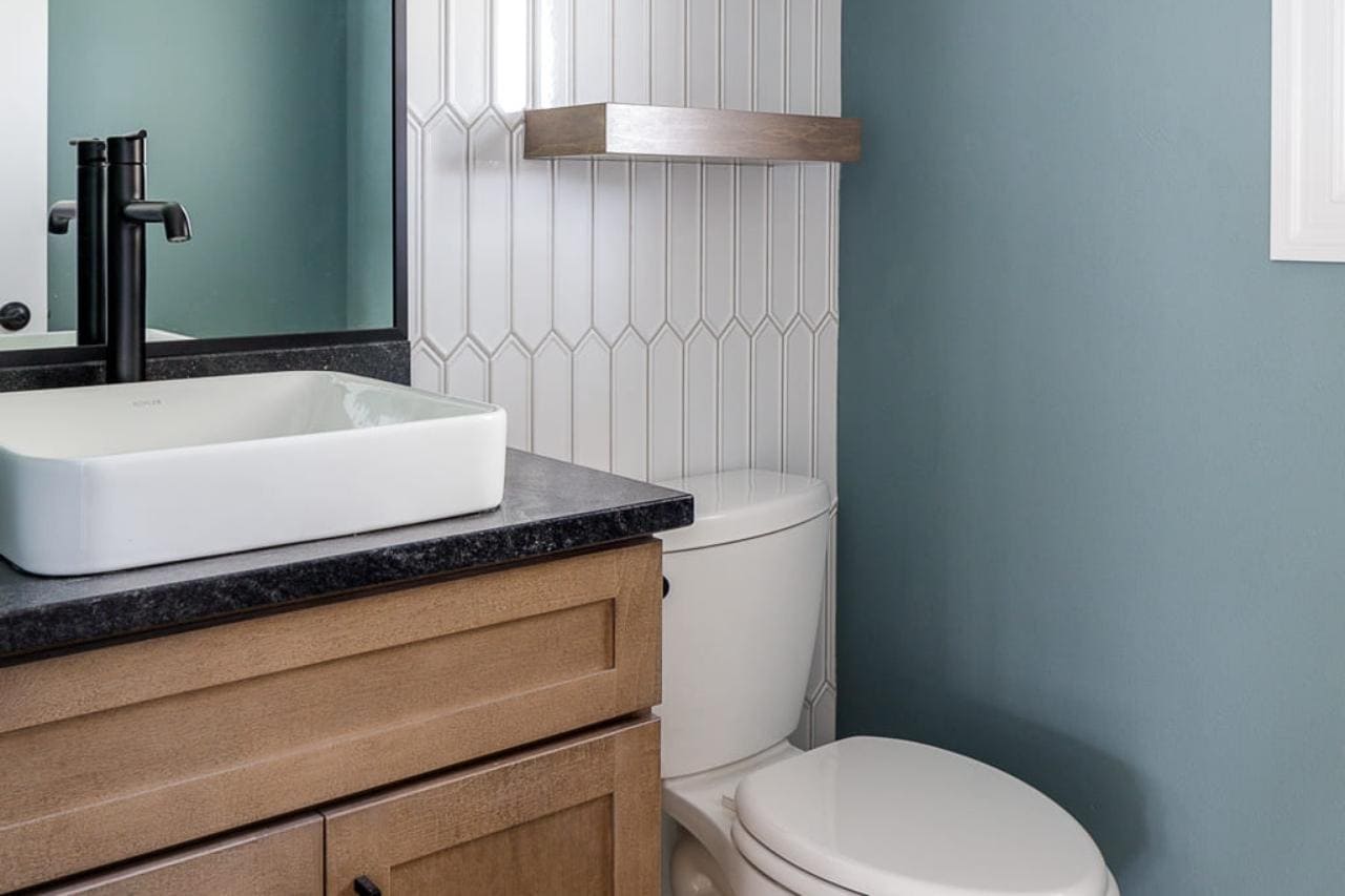 Bathroom Remodel with Teal Tile and Modern Vanity | Compelling Homes